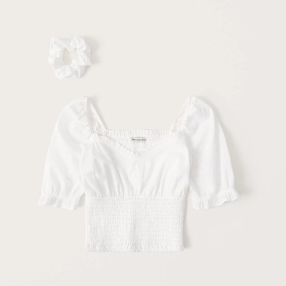 NWOT Abercrombie & Fitch Short Sleeve Smocked Waist Top - Picture 11 of 11